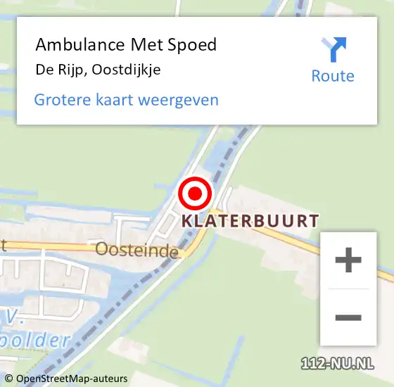 Locatie op kaart van de 112 melding: Ambulance Met Spoed Naar De Rijp, Oostdijkje op 29 mei 2022 09:19