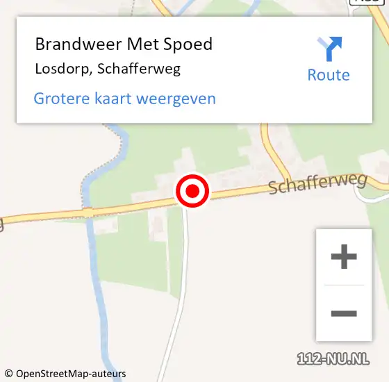 Locatie op kaart van de 112 melding: Brandweer Met Spoed Naar Losdorp, Schafferweg op 29 mei 2022 09:47