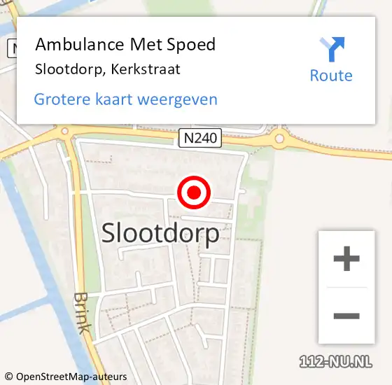 Locatie op kaart van de 112 melding: Ambulance Met Spoed Naar Slootdorp, Kerkstraat op 29 mei 2022 10:02