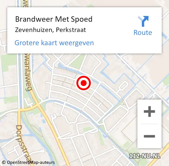 Locatie op kaart van de 112 melding: Brandweer Met Spoed Naar Zevenhuizen, Perkstraat op 29 mei 2022 10:57