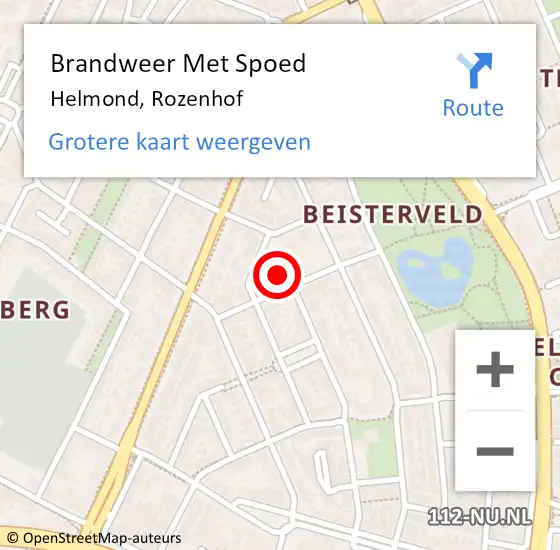Locatie op kaart van de 112 melding: Brandweer Met Spoed Naar Helmond, Rozenhof op 29 mei 2022 11:00