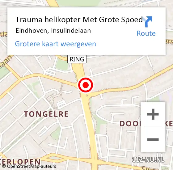 Locatie op kaart van de 112 melding: Trauma helikopter Met Grote Spoed Naar Eindhoven, Insulindelaan op 29 mei 2022 11:18