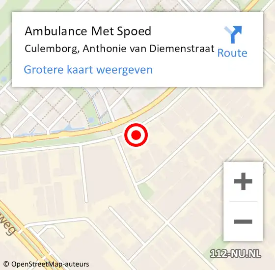 Locatie op kaart van de 112 melding: Ambulance Met Spoed Naar Culemborg, Anthonie van Diemenstraat op 29 mei 2022 11:47