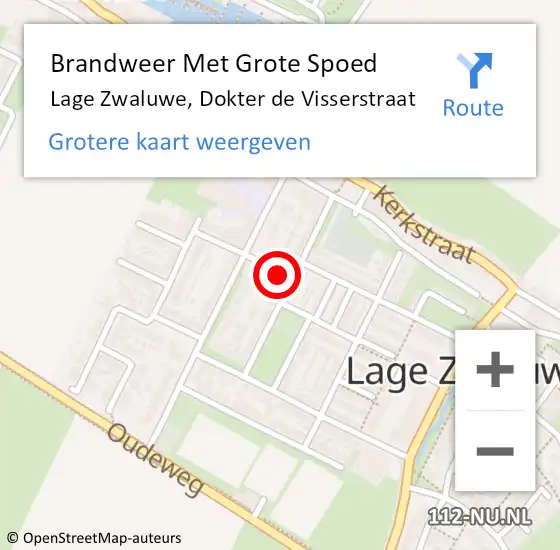 Locatie op kaart van de 112 melding: Brandweer Met Grote Spoed Naar Lage Zwaluwe, Dokter de Visserstraat op 29 mei 2022 11:51