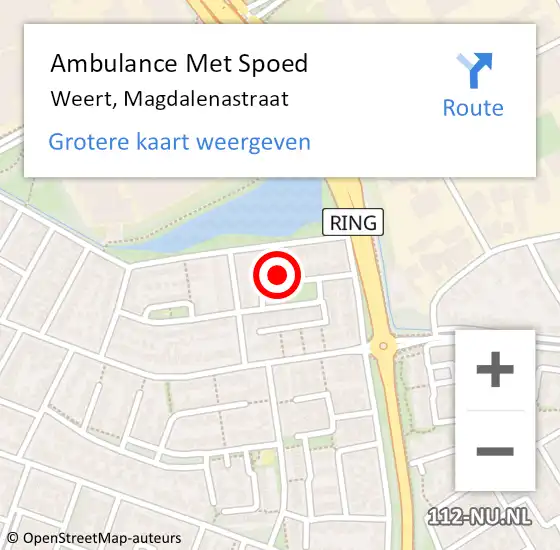 Locatie op kaart van de 112 melding: Ambulance Met Spoed Naar Weert, Magdalenastraat op 29 mei 2022 12:00