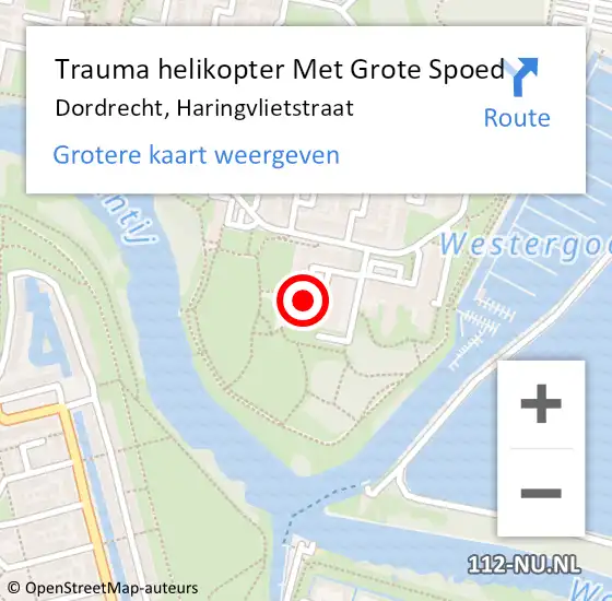 Locatie op kaart van de 112 melding: Trauma helikopter Met Grote Spoed Naar Dordrecht, Haringvlietstraat op 29 mei 2022 12:08