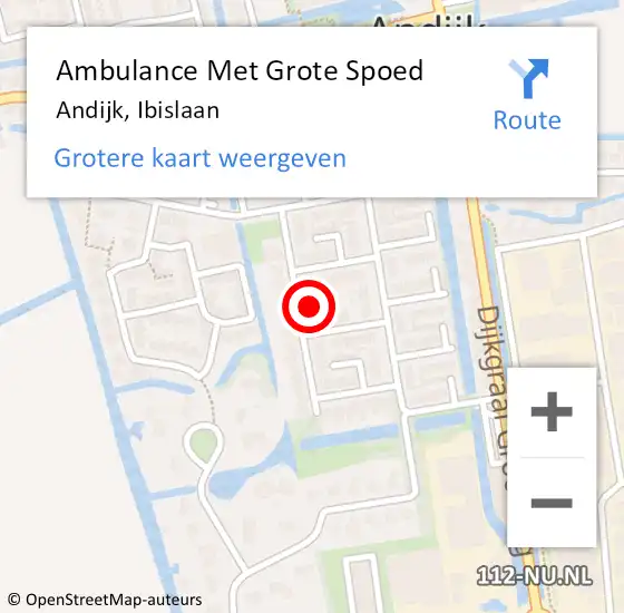 Locatie op kaart van de 112 melding: Ambulance Met Grote Spoed Naar Andijk, Ibislaan op 29 mei 2022 12:10