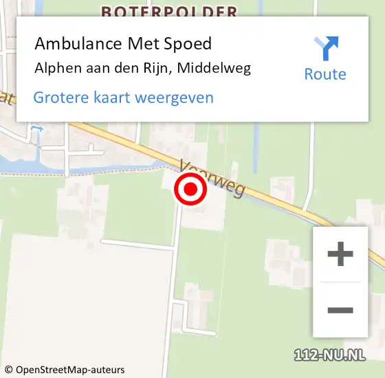 Locatie op kaart van de 112 melding: Ambulance Met Spoed Naar Alphen aan den Rijn, Middelweg op 29 mei 2022 12:33