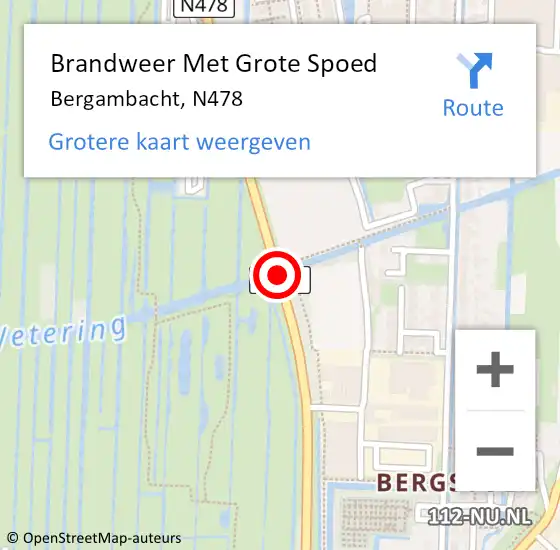 Locatie op kaart van de 112 melding: Brandweer Met Grote Spoed Naar Bergambacht, N478 op 18 juli 2014 16:47