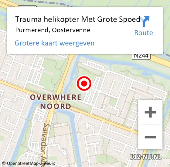 Locatie op kaart van de 112 melding: Trauma helikopter Met Grote Spoed Naar Purmerend, Oostervenne op 29 mei 2022 12:38