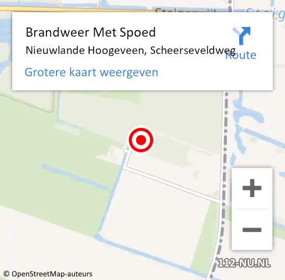 Locatie op kaart van de 112 melding: Brandweer Met Spoed Naar Nieuwlande Hoogeveen, Scheerseveldweg op 29 mei 2022 12:42