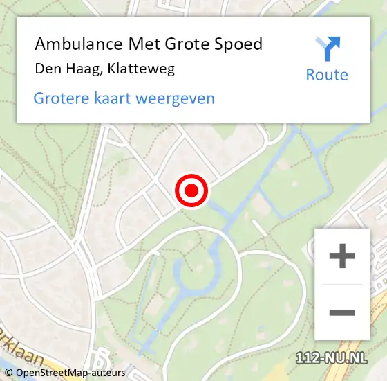 Locatie op kaart van de 112 melding: Ambulance Met Grote Spoed Naar Den Haag, Klatteweg op 29 mei 2022 12:43