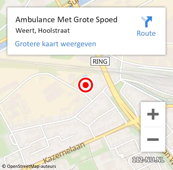 Locatie op kaart van de 112 melding: Ambulance Met Grote Spoed Naar Weert, Hoolstraat op 29 mei 2022 12:53