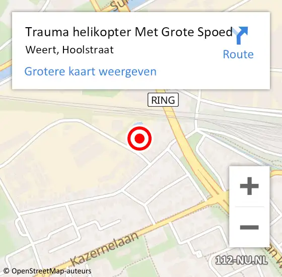 Locatie op kaart van de 112 melding: Trauma helikopter Met Grote Spoed Naar Weert, Hoolstraat op 29 mei 2022 13:05