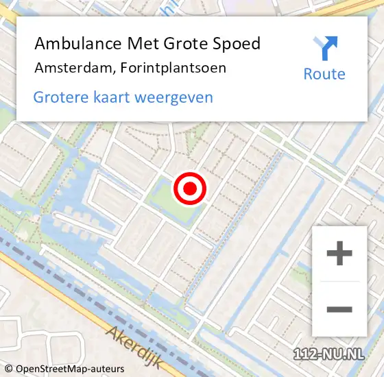 Locatie op kaart van de 112 melding: Ambulance Met Grote Spoed Naar Amsterdam, Forintplantsoen op 29 mei 2022 13:07
