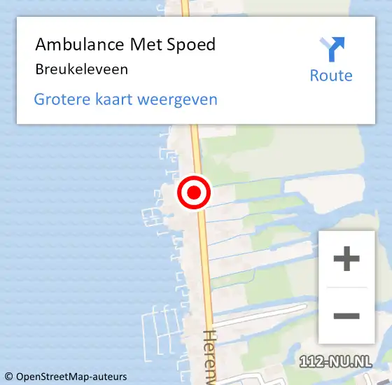 Locatie op kaart van de 112 melding: Ambulance Met Spoed Naar Breukeleveen op 29 mei 2022 13:17