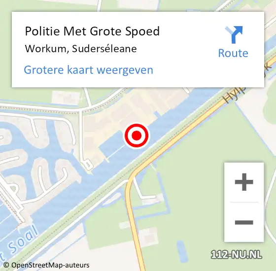 Locatie op kaart van de 112 melding: Politie Met Grote Spoed Naar Workum, Suderséleane op 29 mei 2022 13:21