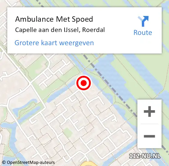 Locatie op kaart van de 112 melding: Ambulance Met Spoed Naar Capelle aan den IJssel, Roerdal op 29 mei 2022 13:30