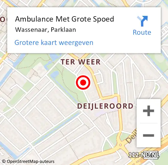 Locatie op kaart van de 112 melding: Ambulance Met Grote Spoed Naar Wassenaar, Parklaan op 29 mei 2022 13:32