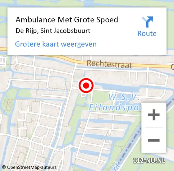 Locatie op kaart van de 112 melding: Ambulance Met Grote Spoed Naar De Rijp, Sint Jacobsbuurt op 29 mei 2022 13:35