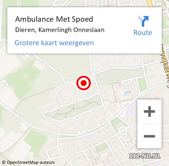 Locatie op kaart van de 112 melding: Ambulance Met Spoed Naar Dieren, Kamerlingh Onneslaan op 29 mei 2022 13:45