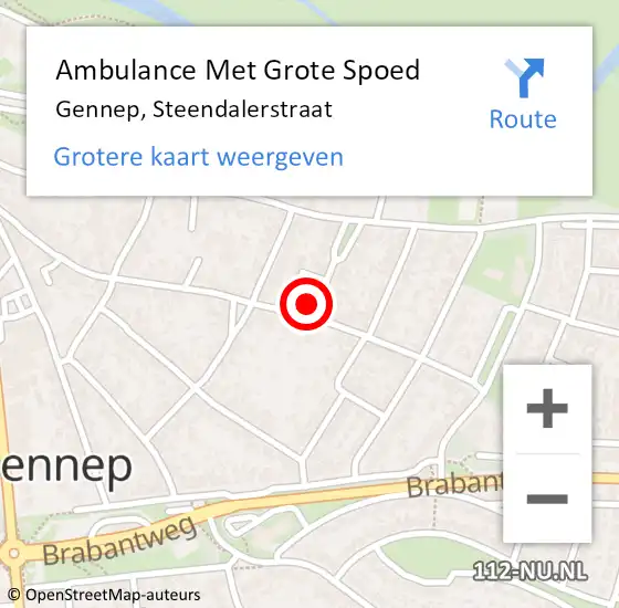 Locatie op kaart van de 112 melding: Ambulance Met Grote Spoed Naar Gennep, Steendalerstraat op 29 mei 2022 13:47