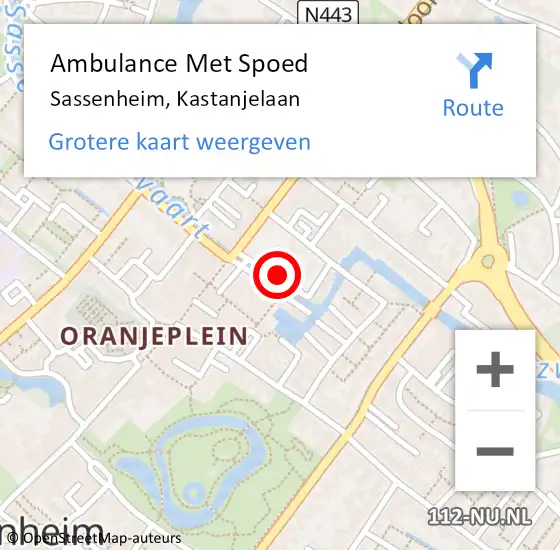 Locatie op kaart van de 112 melding: Ambulance Met Spoed Naar Sassenheim, Kastanjelaan op 29 mei 2022 13:52