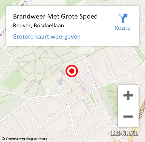 Locatie op kaart van de 112 melding: Brandweer Met Grote Spoed Naar Reuver, Bösdaellaan op 29 mei 2022 14:34