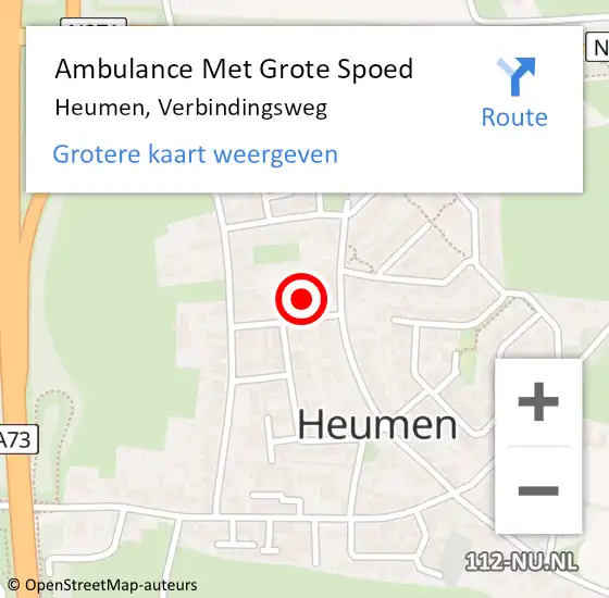 Locatie op kaart van de 112 melding: Ambulance Met Grote Spoed Naar Heumen, Verbindingsweg op 29 mei 2022 14:43