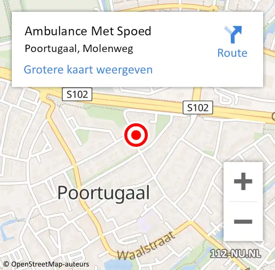 Locatie op kaart van de 112 melding: Ambulance Met Spoed Naar Poortugaal, Molenweg op 29 mei 2022 14:51