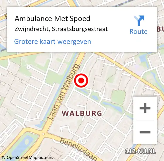 Locatie op kaart van de 112 melding: Ambulance Met Spoed Naar Zwijndrecht, Straatsburgsestraat op 29 mei 2022 14:58