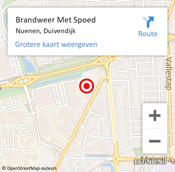 Locatie op kaart van de 112 melding: Brandweer Met Spoed Naar Nuenen, Duivendijk op 29 mei 2022 15:35