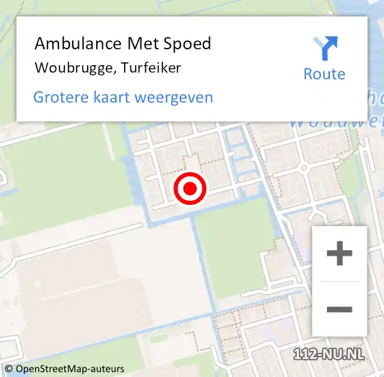 Locatie op kaart van de 112 melding: Ambulance Met Spoed Naar Woubrugge, Turfeiker op 29 mei 2022 15:51