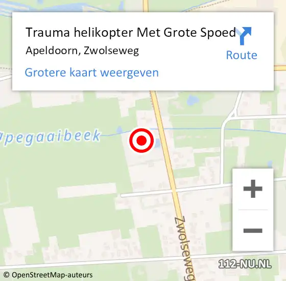 Locatie op kaart van de 112 melding: Trauma helikopter Met Grote Spoed Naar Apeldoorn, Zwolseweg op 29 mei 2022 16:11