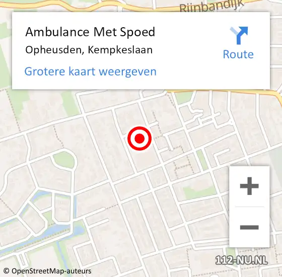 Locatie op kaart van de 112 melding: Ambulance Met Spoed Naar Opheusden, Kempkeslaan op 29 mei 2022 16:13