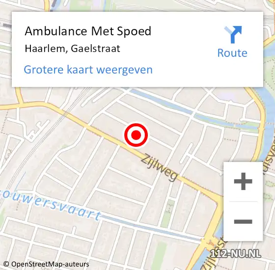 Locatie op kaart van de 112 melding: Ambulance Met Spoed Naar Haarlem, Gaelstraat op 29 mei 2022 16:26