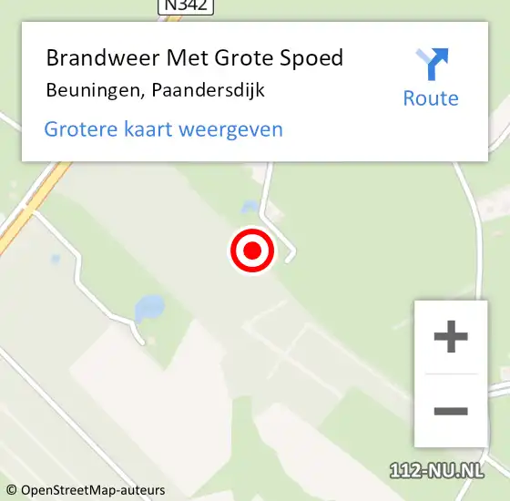 Locatie op kaart van de 112 melding: Brandweer Met Grote Spoed Naar Beuningen, Paandersdijk op 29 mei 2022 16:29