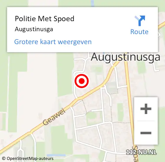 Locatie op kaart van de 112 melding: Politie Met Spoed Naar Augustinusga op 29 mei 2022 16:38