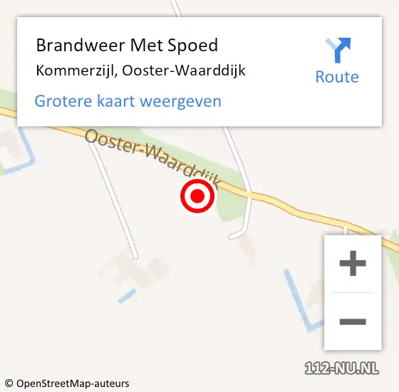 Locatie op kaart van de 112 melding: Brandweer Met Spoed Naar Kommerzijl, Ooster-Waarddijk op 29 mei 2022 16:40