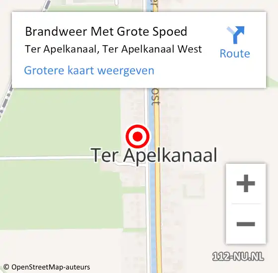 Locatie op kaart van de 112 melding: Brandweer Met Grote Spoed Naar Ter Apelkanaal, Ter Apelkanaal West op 29 mei 2022 16:49