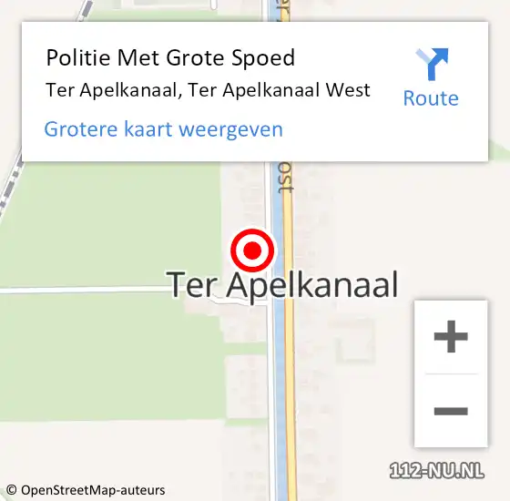 Locatie op kaart van de 112 melding: Politie Met Grote Spoed Naar Ter Apelkanaal, Ter Apelkanaal West op 29 mei 2022 16:50