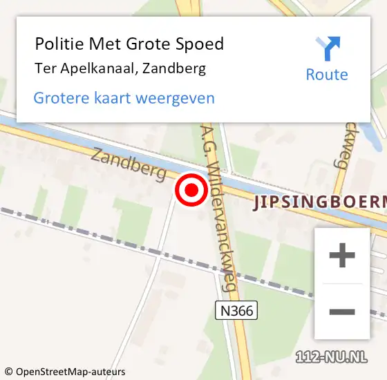 Locatie op kaart van de 112 melding: Politie Met Grote Spoed Naar Ter Apelkanaal, Zandberg op 29 mei 2022 16:52