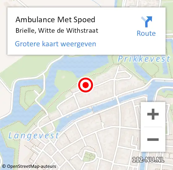 Locatie op kaart van de 112 melding: Ambulance Met Spoed Naar Brielle, Witte de Withstraat op 29 mei 2022 16:53