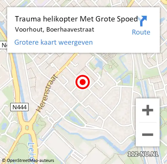 Locatie op kaart van de 112 melding: Trauma helikopter Met Grote Spoed Naar Voorhout, Boerhaavestraat op 29 mei 2022 17:03