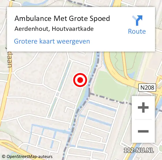 Locatie op kaart van de 112 melding: Ambulance Met Grote Spoed Naar Aerdenhout, Houtvaartkade op 29 mei 2022 17:34