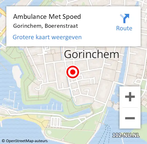 Locatie op kaart van de 112 melding: Ambulance Met Spoed Naar Gorinchem, Boerenstraat op 29 mei 2022 17:46