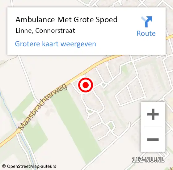 Locatie op kaart van de 112 melding: Ambulance Met Grote Spoed Naar Linne, Connorstraat op 29 mei 2022 17:47