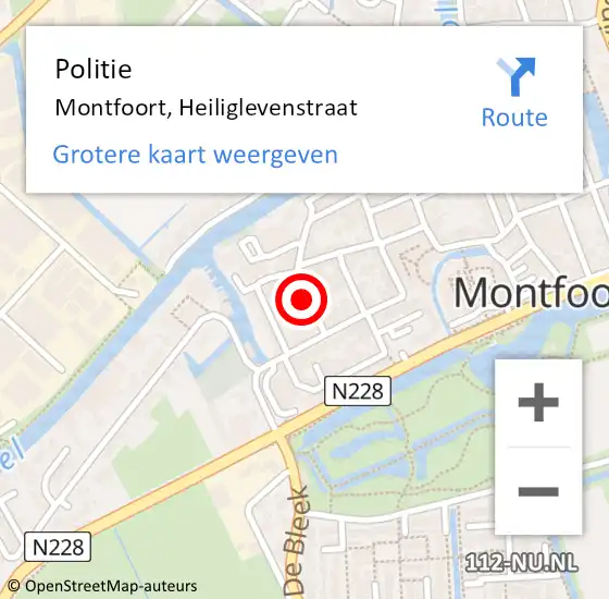 Locatie op kaart van de 112 melding: Politie Montfoort, Heiliglevenstraat op 29 mei 2022 17:52
