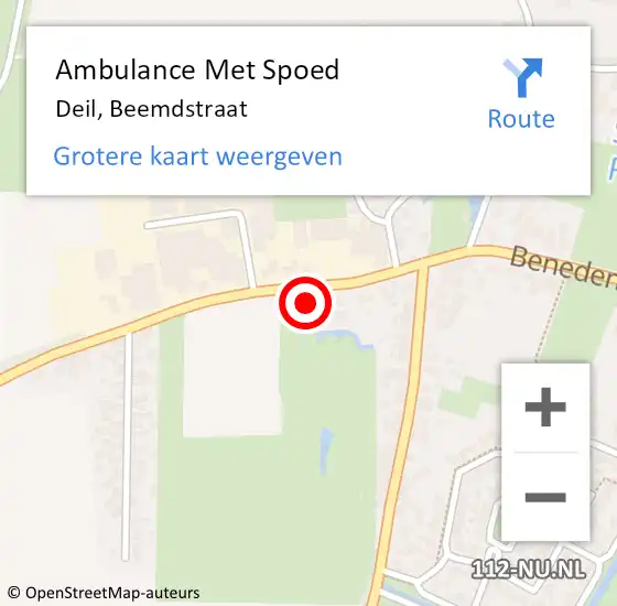 Locatie op kaart van de 112 melding: Ambulance Met Spoed Naar Deil, Beemdstraat op 29 mei 2022 17:57