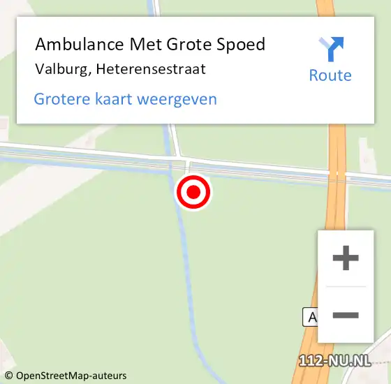 Locatie op kaart van de 112 melding: Ambulance Met Grote Spoed Naar Valburg, Heterensestraat op 18 juli 2014 17:06